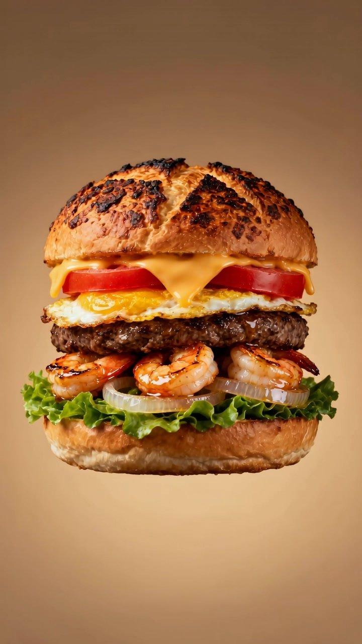 Samling af en dekonstrueret burger – Seedance 2.0 AI generated video example